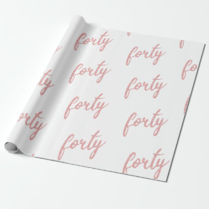 Papier Cadeau Rose Gold White 40 Anniversaire Parties scintillan