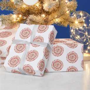 Papier Cadeau Rose Gold White Pepperments Noël