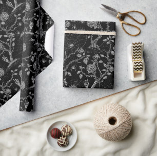 Papier Cadeau Rose gothique et Motif osseux