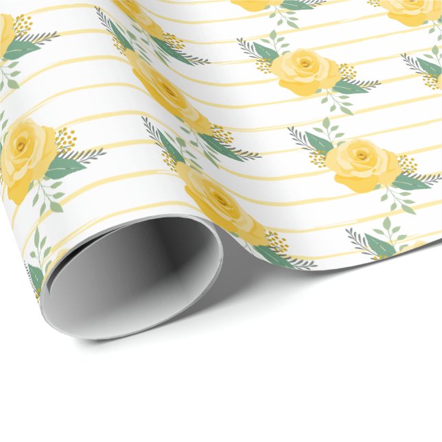 Papier Cadeau Rose jaune du Texas - Rose unique (Coin rond)
