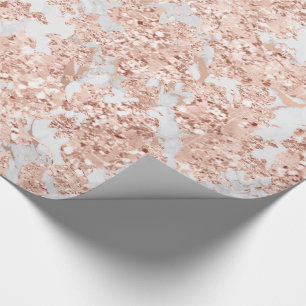 Papier Cadeau Rose or blanc gris Parties scintillant mariée marb