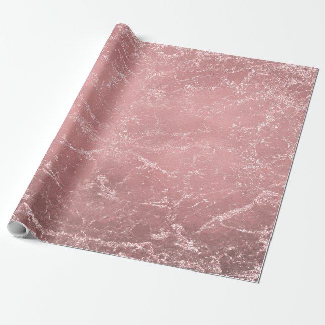 Papier Cadeau Rose Or rose moderne tendance glam marbre chic (Déroulé)