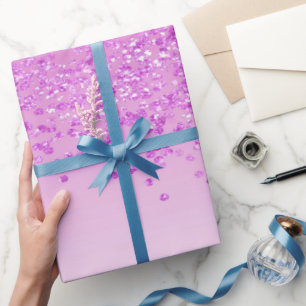 Papier Cadeau Rose Pailleté Élégant Ombré en Cascade