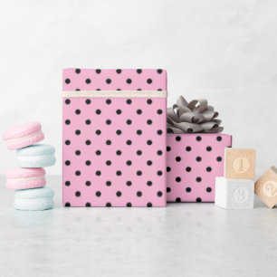 Papier Cadeau Rose Pâle et Points Noirs