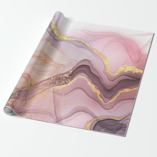 Papier Cadeau Rose parties scintillant Gold  filles fête d'anniv