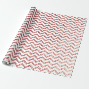 Papier Cadeau Rose Parties scintillant or Chevron Mariage papier