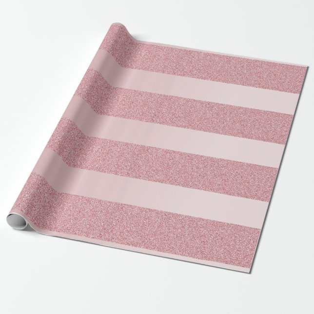 Papier Cadeau Rose Parties scintillant or Modèle moderne Élégant (Déroulé)