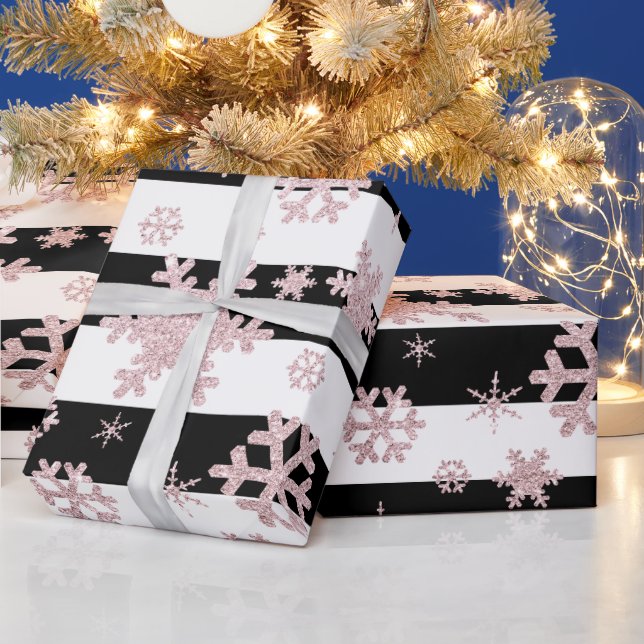 Papier Cadeau Rose Parties scintillant or Noël Motif de flocon d (Vacances)