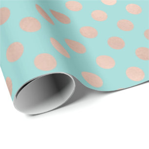 Papier Cadeau Rose pois Gold Blush Aqua Blue Geometry