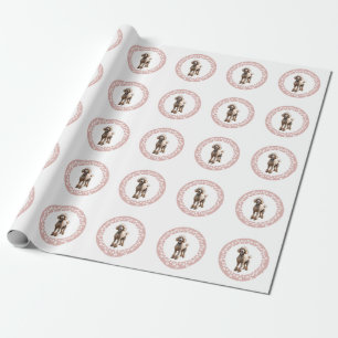 Papier Cadeau Rose Poussiéreuse Élégante Photo de Chien Personna