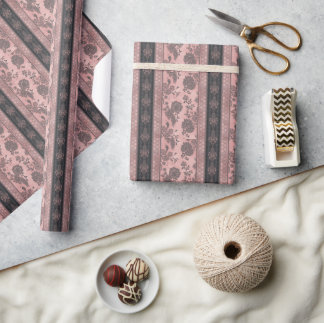 Papier Cadeau Rose Poussiéreux & Noir Charbon