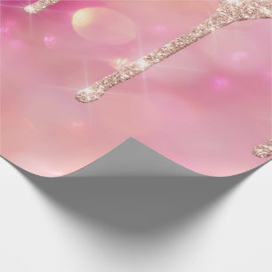 Papier Cadeau Rose rose Blush Étincelle Poudrières Parties scint