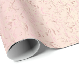 Papier Cadeau Rose rose élégant de la conception   de damassé