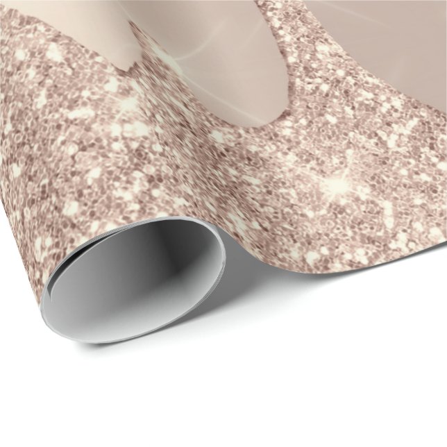 Papier Cadeau Rose Rose Or Blush Étincelle Lux Glam Lux (Coin rond)