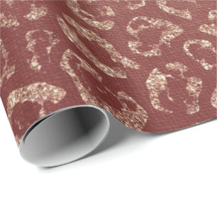 Papier Cadeau Rose rose Or Blush Pêche animal peau léopard