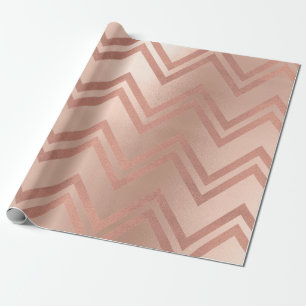 Papier Cadeau Rose Rose Or Blush Zig Zag Chevron Stripes