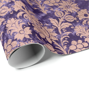 Papier Cadeau Rose Rose Or Poudre violet velours violet violet F