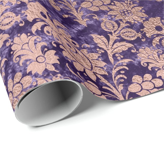 Papier Cadeau Rose Rose Or Poudre violet velours violet violet F (Coin rond)