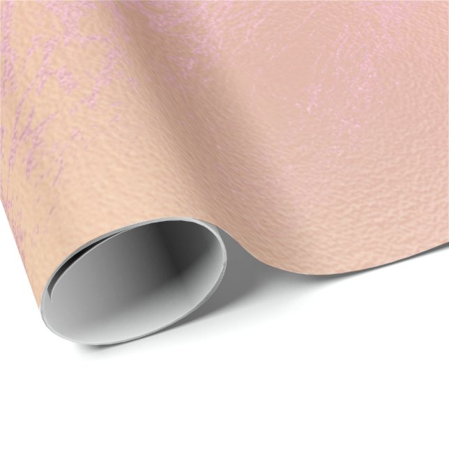 Papier Cadeau Rose rose Peach Blush Molten Marbre Verre Abstrait (Coin rond)