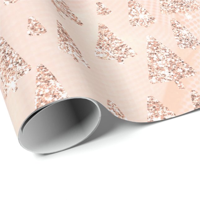 Papier Cadeau Rose Rose Poudre Or Parties scintillant de Noël Ar (Coin rond)