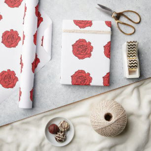 Papier Cadeau Rose rouge