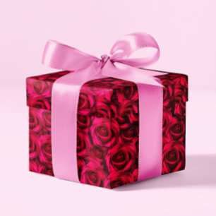 Papier Cadeau Rose rouge Love Romantique Élégant Chic Floral Flo