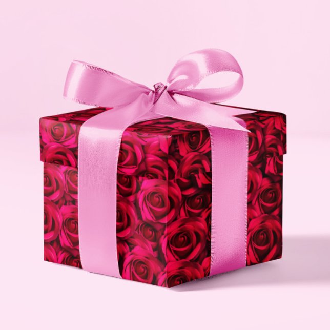 Papier Cadeau Rose rouge Love Romantique Élégant Chic Floral Flo (Créateur téléchargé)