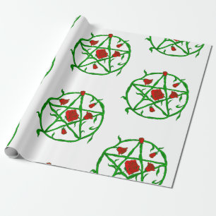 Papier Cadeau rose rouge pentagram goth gothique wiccan