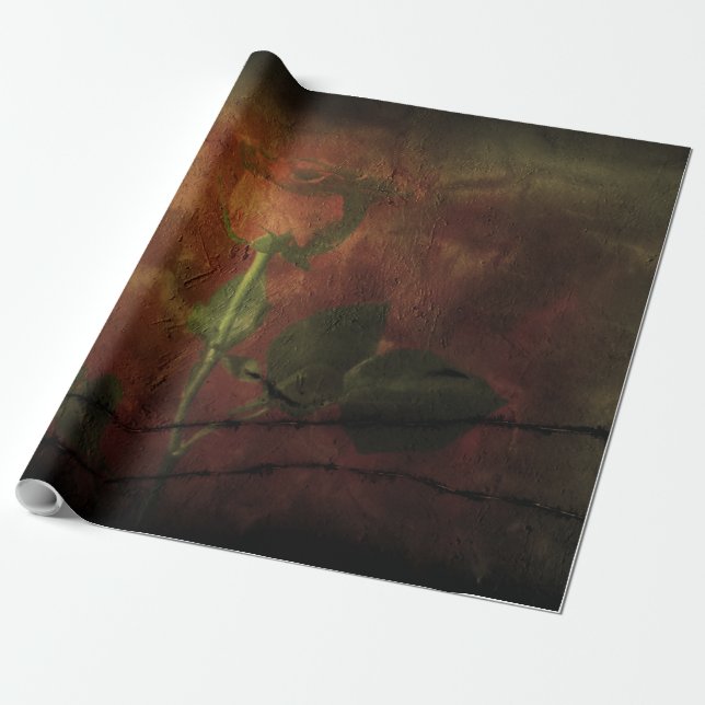 Papier Cadeau Rose rouge sur arrière - plan grunge (Déroulé)