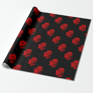 Papier Cadeau Rose rouge sur l'arrière - plan noir