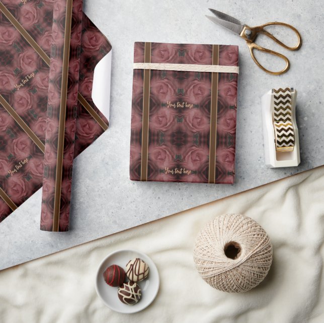 Papier Cadeau Rose rouge Vintage personnalisé (Artisanat)