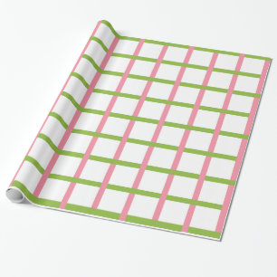Papier Cadeau Rose saumoné et papier d'emballage tissé vert