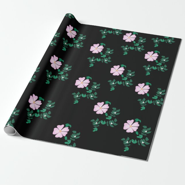 Papier Cadeau Rose sauvage rose pastel (Déroulé)