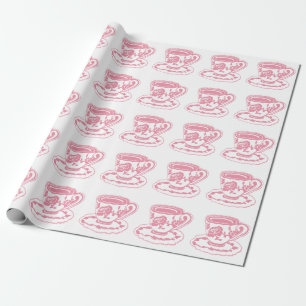 Papier Cadeau Rose Teacups Pattern Wrapping Paper