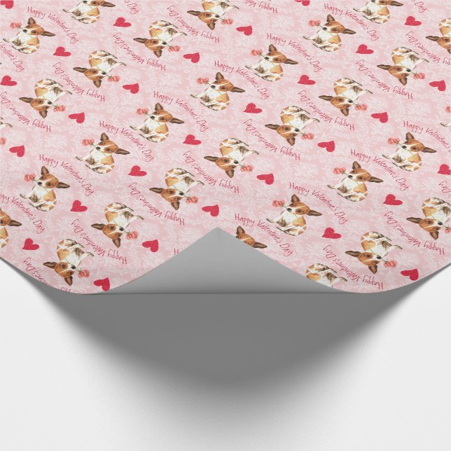 Papier Cadeau Rose Valentin Chihuahua (Coin)
