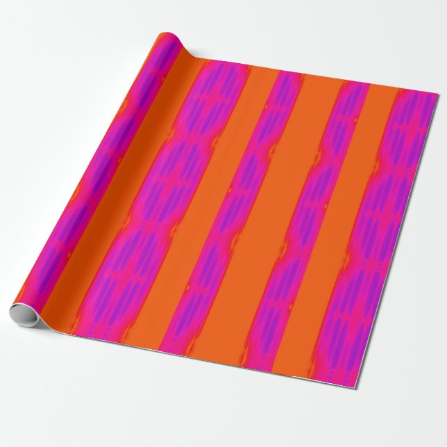 Papier Cadeau Rose, violet et orange rayés (Déroulé)