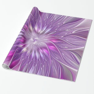 Papier Cadeau Rose violet passion Fleur Art Abstrait Fractal