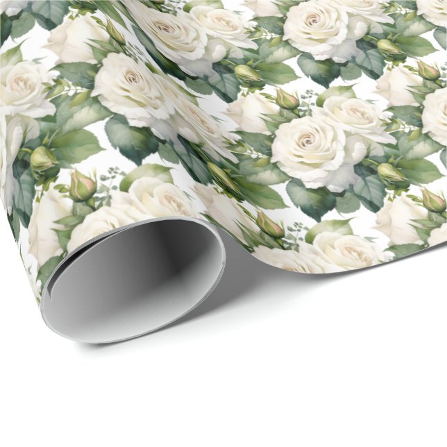 Papier Cadeau Roses blanches (Coin rond)