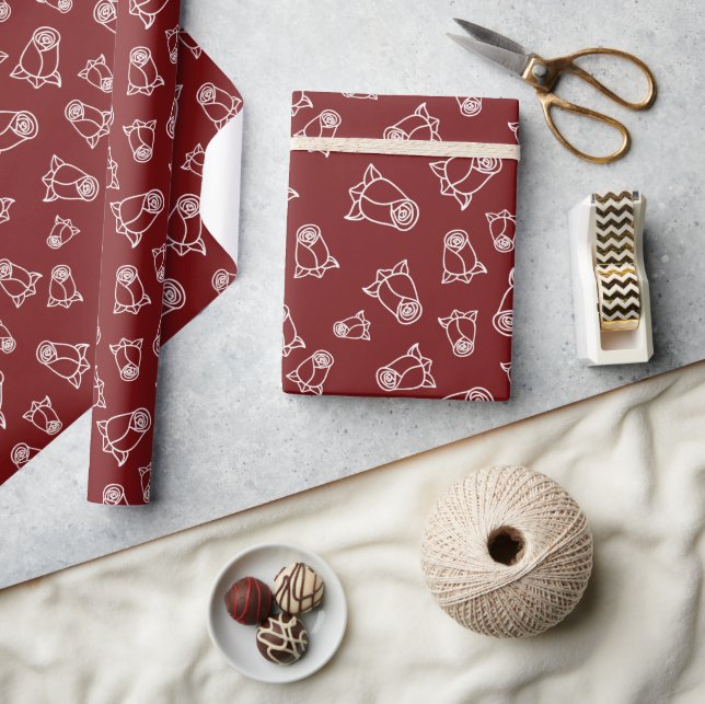 Papier Cadeau Roses blanches 40e anniversaire Seamless Rouge rub (Artisanat)