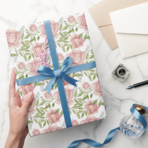 Papier Cadeau Roses d'aquarelle rose pâle