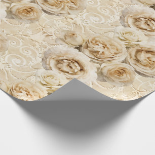 Papier Cadeau Roses de l'Hirloom beige en Damas