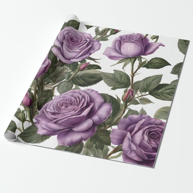 Papier Cadeau Roses de Rose pourpre, (Déroulé)