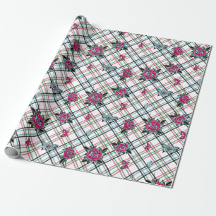 Papier Cadeau Roses de tatouage rose