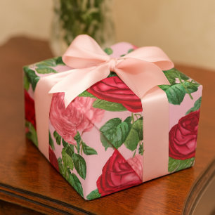 Papier Cadeau Roses Élégantes Floral Vintage