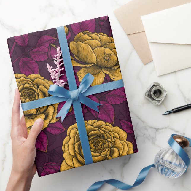Papier Cadeau Roses jaunes (Cadeaux)