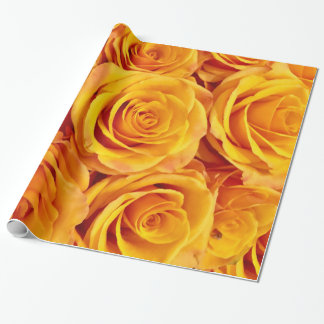 Papier Cadeau Roses jaunes romantiques