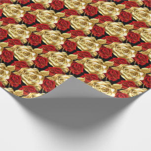 Papier Cadeau Roses mariage de papier-or