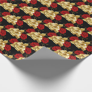 Papier Cadeau Roses mariage de papier-or
