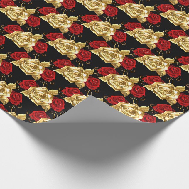 Papier Cadeau Roses mariage de papier-or (Coin)