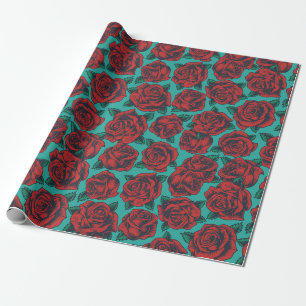 Papier Cadeau Roses rétro